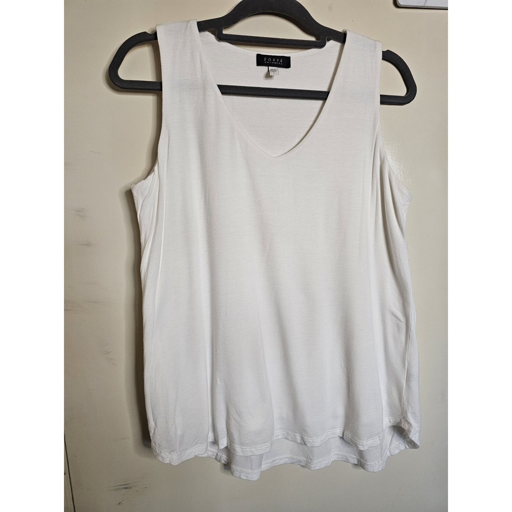 Forte Cashmere Sleeveless Shell White Basic‎ Size Large